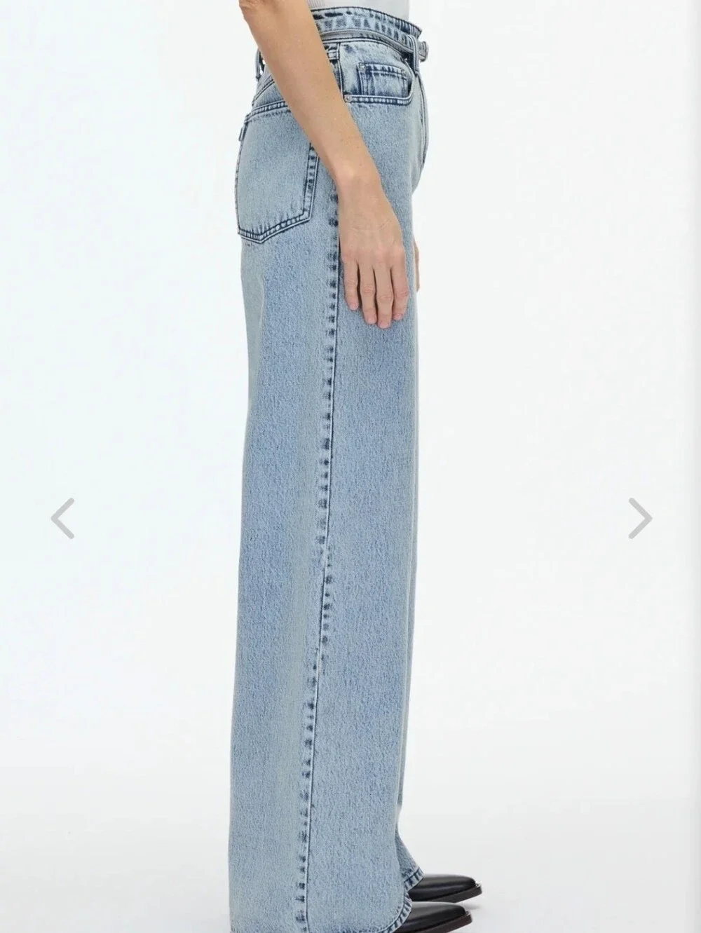 3.1 Phillip Lim Belted High Rise Wide-Leg Jeans, Malibu Blue - Size 12